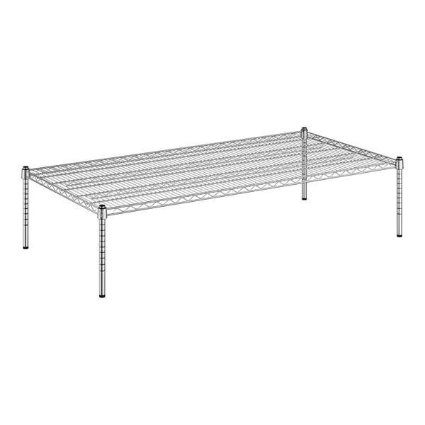 A wireframe of a Regency chrome dunnage shelf with two shelves.