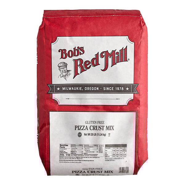 A 25 lb bag of Bob's Red Mill gluten-free pizza crust mix.