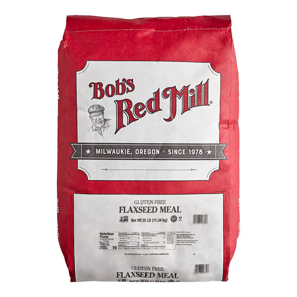 A 25-pound bag of Bob's Red Mill gluten-free ground flaxseed meal.