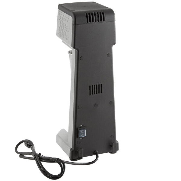 A black and grey Waring drink mixer with a cord.