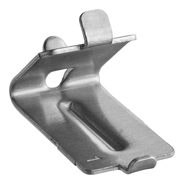 A metal clip with a hole in it.