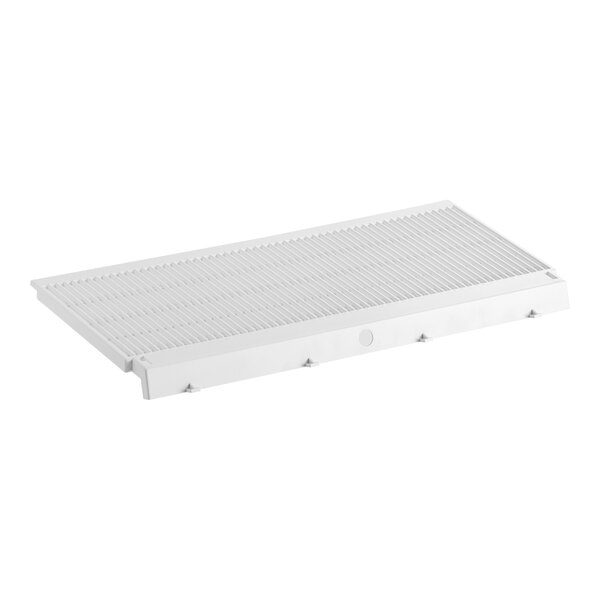 A white metal grid shelf for a Hoshizaki ice machine.