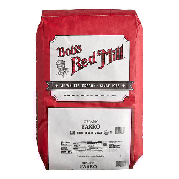 A 25-pound bag of Bob's Red Mill organic farro.
