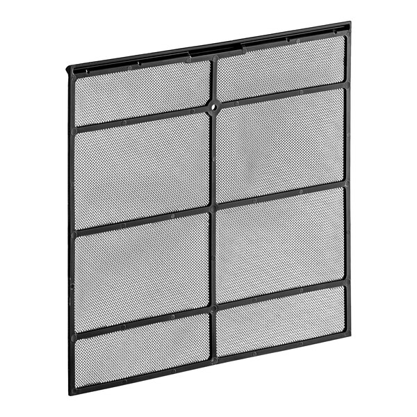 A close-up of a black square mesh with four grids.