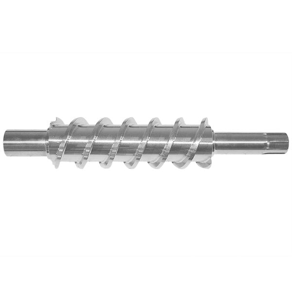 A stainless steel spiraled auger for Hoshizaki ice machines.