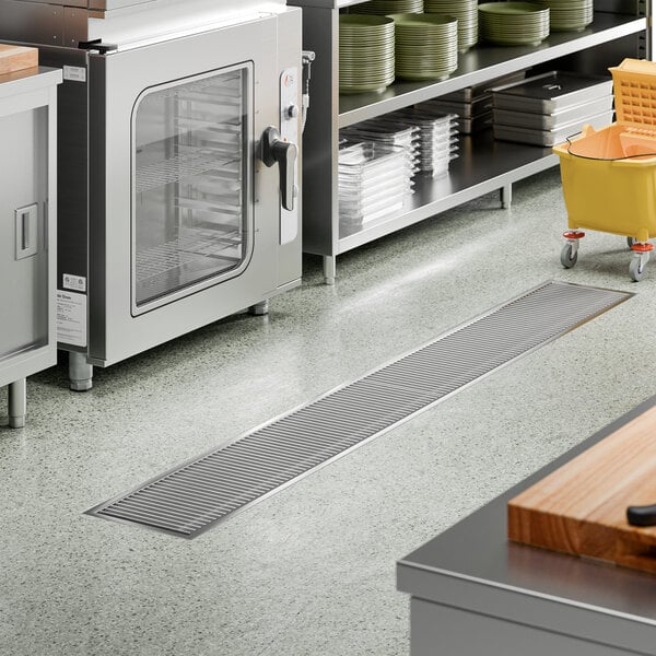 Regency FTG-1296 12" x 96" 14-Gauge Stainless Steel Floor Trough with Grate