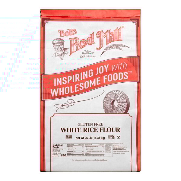 A bag of Bob's Red Mill Gluten-Free White Rice Flour.
