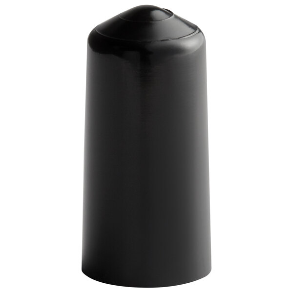 A black plastic cylinder with a round cap.
