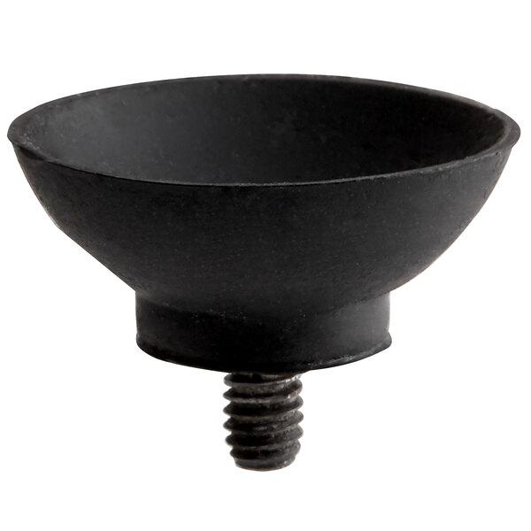 A black suction cup with a screw on top.