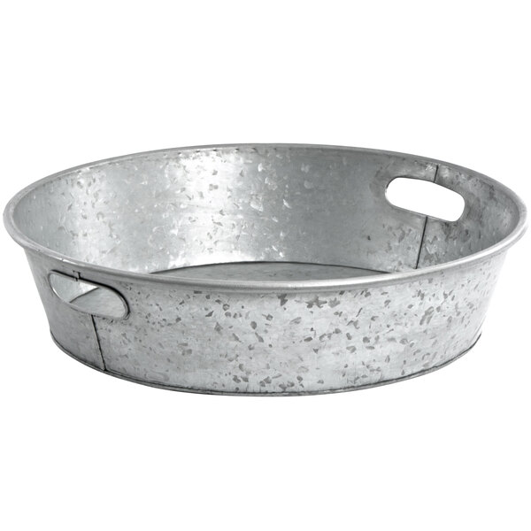 Round Galvanized Tin Tray - 18 1/2