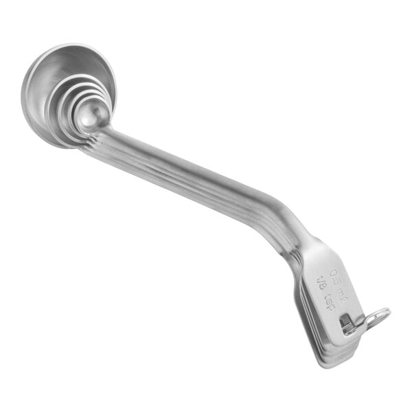 A stainless steel measuring spoon from a set.