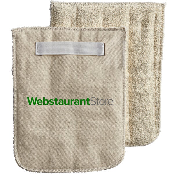 A white terry cloth pad with green text reading "Webstaurant Store"