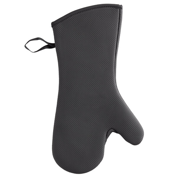 A black SafeMitt neoprene oven mitt.
