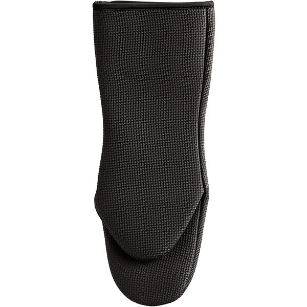 A black SafeMitt puppet style oven mitt with a zipper.