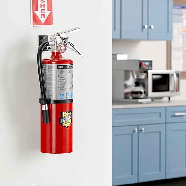 A Buckeye fire extinguisher mounted on a wall.