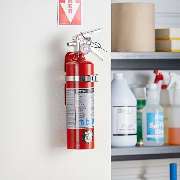 A Buckeye fire extinguisher mounted on a wall.