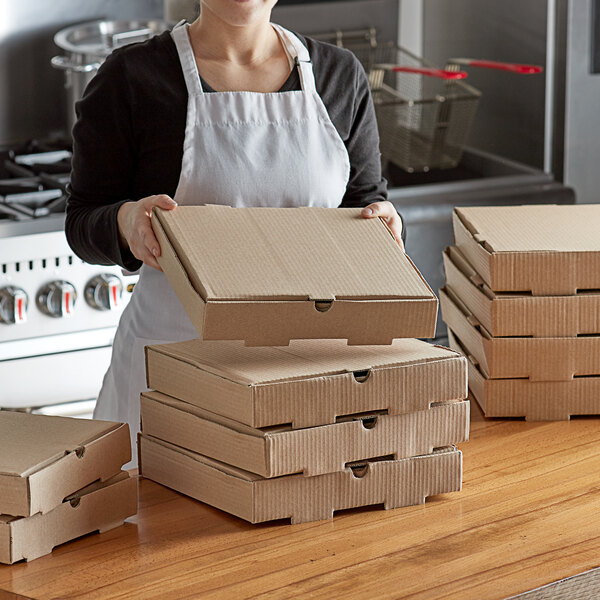 12" x 12" Kraft Plain Pizza Boxes - 50/Case