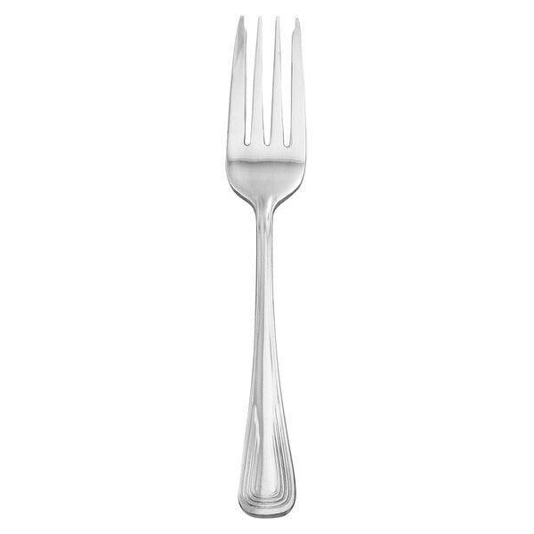 A silver Walco Imagination salad fork with a black top.