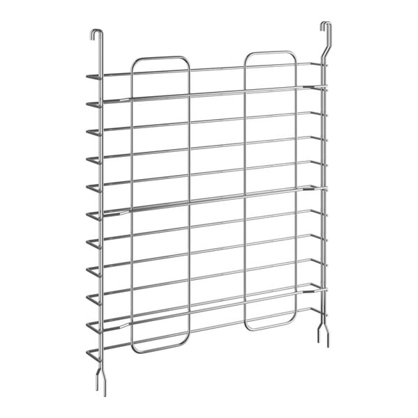 A Regency tray slide attached to a metal rack with several shelves.