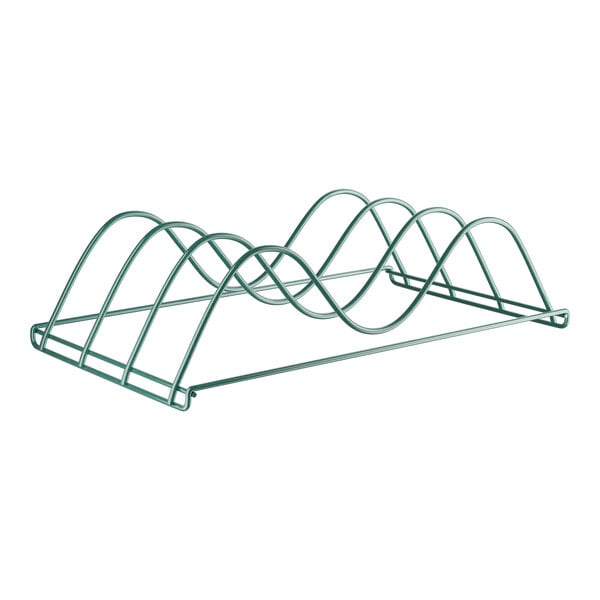 A green metal Regency drying rack attachment with curved metal bars in a spiral design.