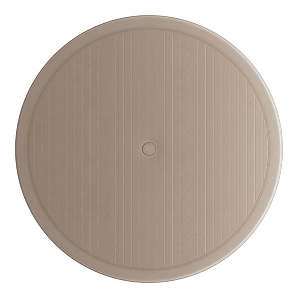 A Grosfillex Ibiza round table top in French taupe.