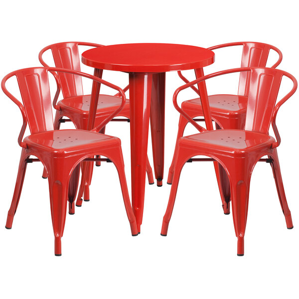 a red chair and table