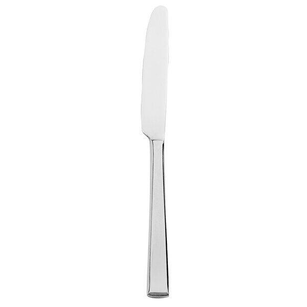 a silver butter knife on a white background