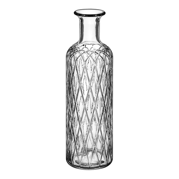 An American Metalcraft 28 oz. glass carafe with a diamond pattern.