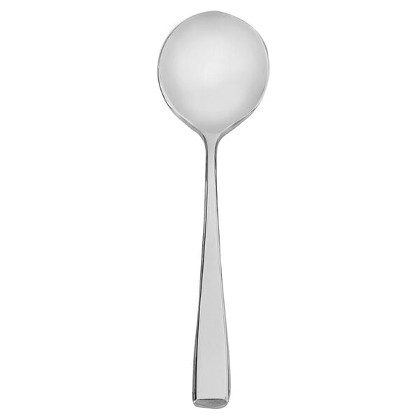 A silver Walco Baypoint bouillon spoon.