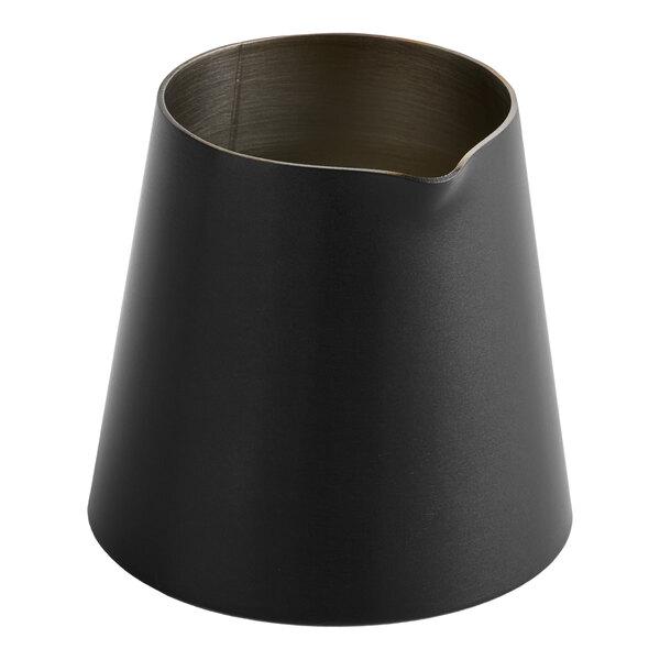 An American Metalcraft black satin stainless steel creamer with a lid.