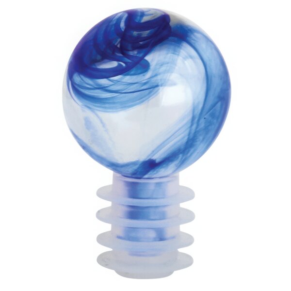 An American Metalcraft blue and white swirly marble glass stopper.