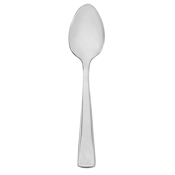 A Walco stainless steel demitasse spoon with a silver handle on a white background.