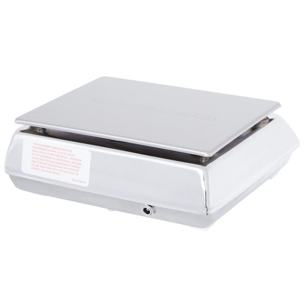 A silver rectangular Cardinal Detecto box with a white label.