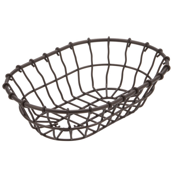 An American Metalcraft bronze oval wire basket with wire handles.