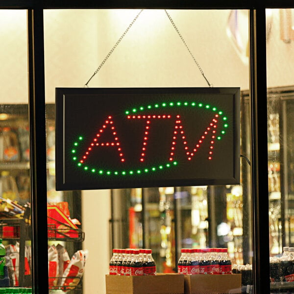 a lit up atm sign