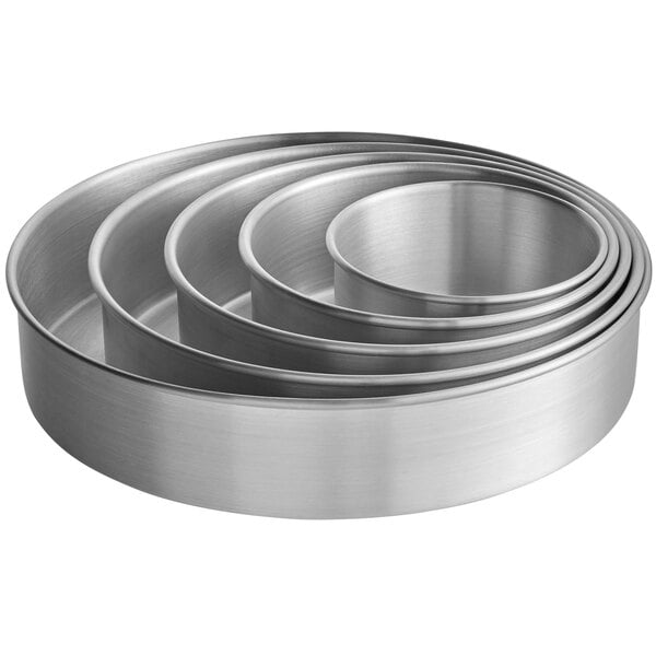 Round 3" Deep Aluminum StraightSided Cake Pan Set 6", 8", 10", 12