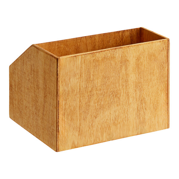 An American Metalcraft natural poplar wood coffee caddy with a lid on a white background.