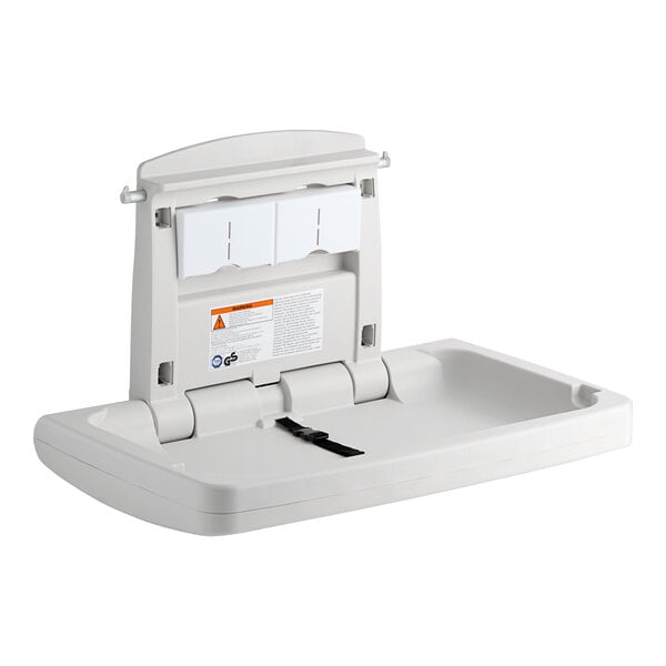A Rubbermaid baby changing table with a white plastic tray.