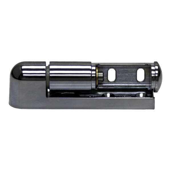 A chrome hinge designed for heavy-duty use, typically used in commercial refrigeration or industrial applications.