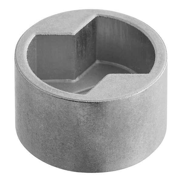 A silver metal Bunn auger drive with a hexagon cut out.