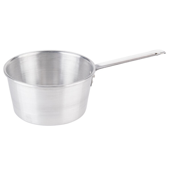 A silver aluminum Town tapered saucepan with a handle.