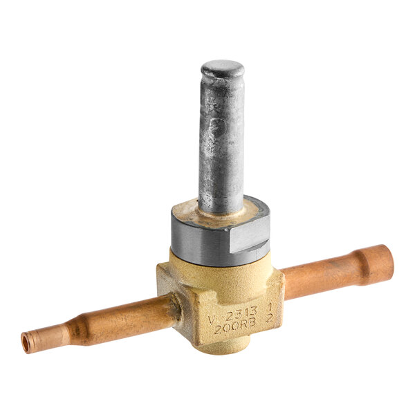 An Ice-O-Matic solenoid valve with brass and metal parts.