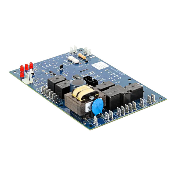 A close-up of a black circuit board with a square object on it.