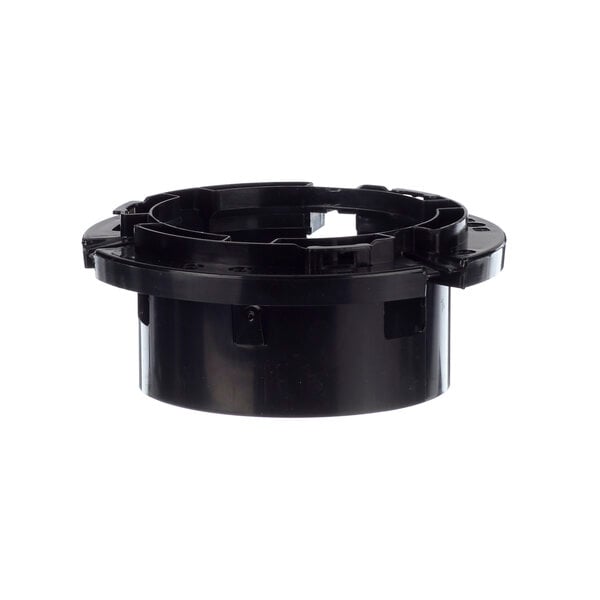 A black Dispense-Rite mounting ring with holes in it.