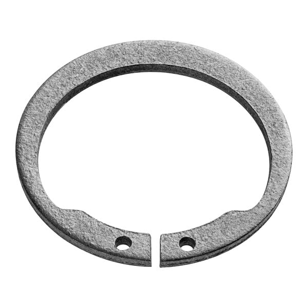 A close-up of a Bunn Snap Ring, a round metal ring with holes.