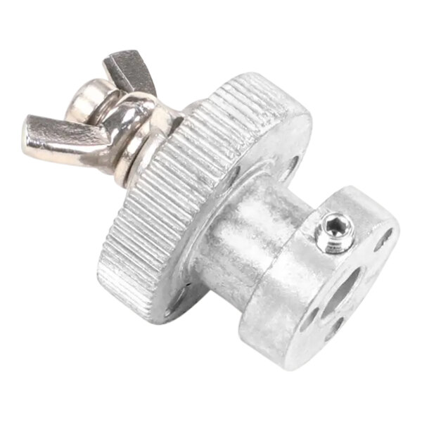 A silver metal Gaylord adjustable cam with a screw.