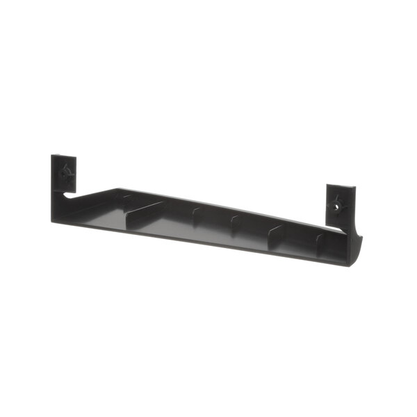 a black shelf with a white background