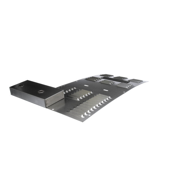 A metal end housing cover with a metal panel on top.