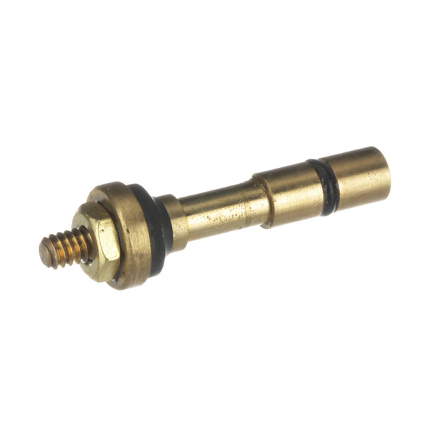 A brass tube with a brass threaded pipe fitting and a nut.