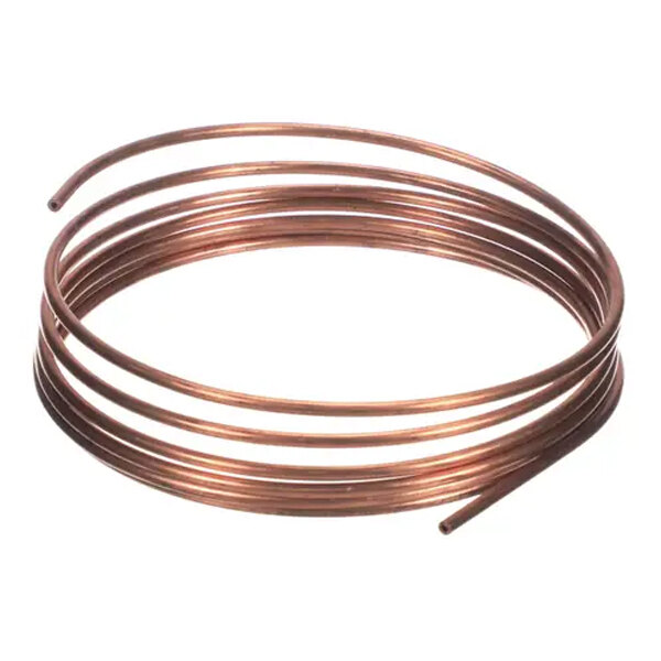 A close-up of a copper tube coil.